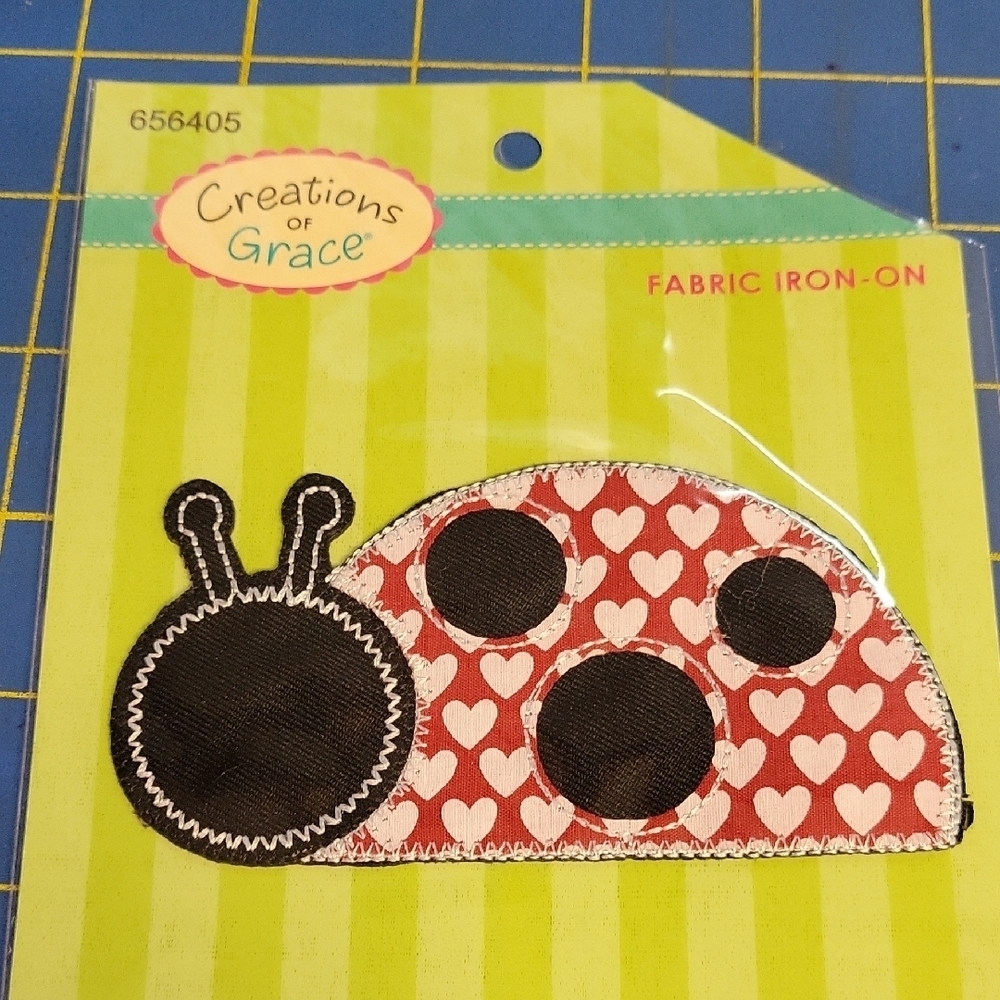Creations by Grace Red Ladybug Fabric Iron-On NEW